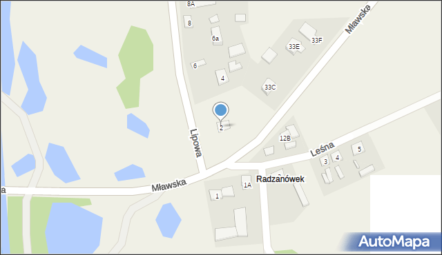 Radzanów, Lipowa, 2, mapa Radzanów