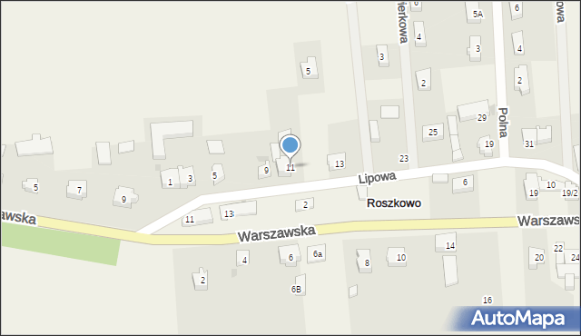 Roszkowo, Lipowa, 11, mapa Roszkowo