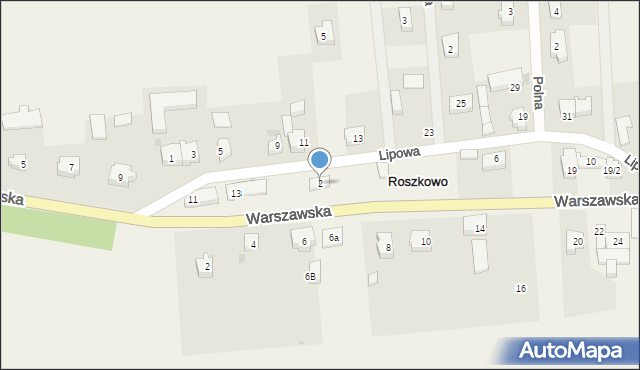 Roszkowo, Lipowa, 2, mapa Roszkowo