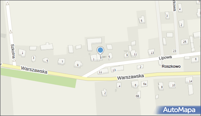 Roszkowo, Lipowa, 3, mapa Roszkowo