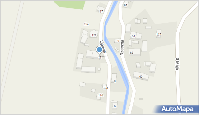 Roztoka, Lipowa, 13, mapa Roztoka