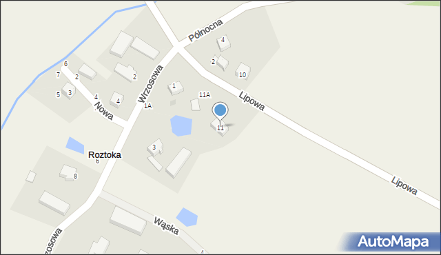 Roztoka, Lipowa, 11, mapa Roztoka