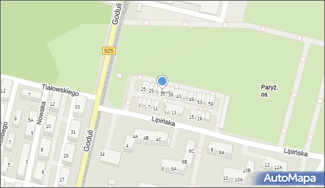 Ruda Śląska, Lipińska, 35, mapa Rudy Śląskiej