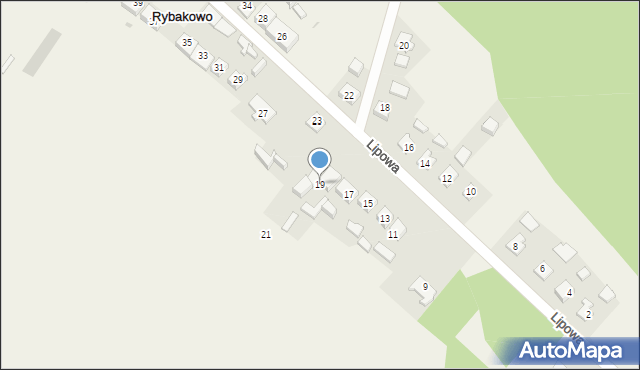 Rybakowo, Lipowa, 19, mapa Rybakowo