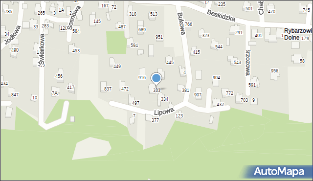 Rybarzowice, Lipowa, 333, mapa Rybarzowice