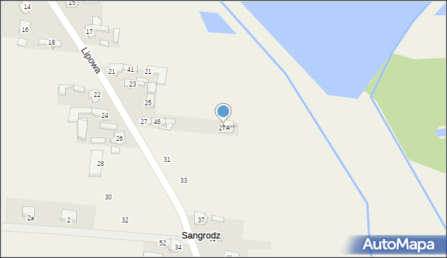 Sangrodz, Lipowa, 27A, mapa Sangrodz