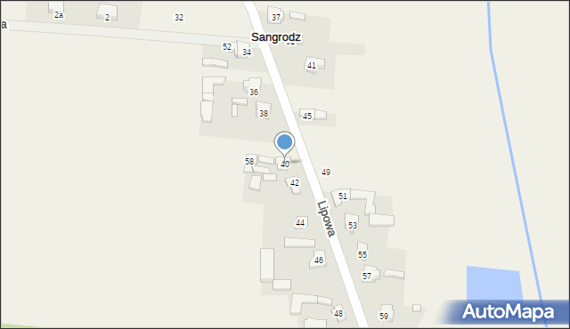 Sangrodz, Lipowa, 40, mapa Sangrodz