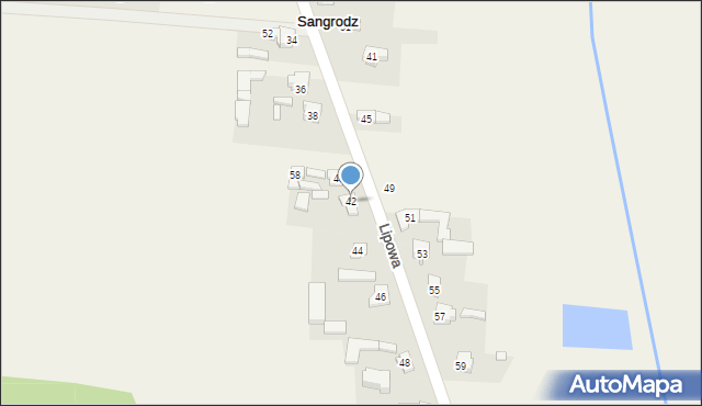 Sangrodz, Lipowa, 42, mapa Sangrodz