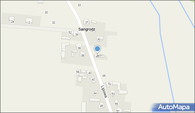 Sangrodz, Lipowa, 45, mapa Sangrodz