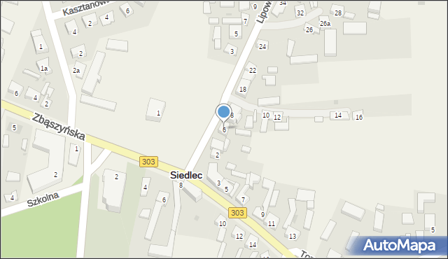 Siedlec, Lipowa, 6, mapa Siedlec