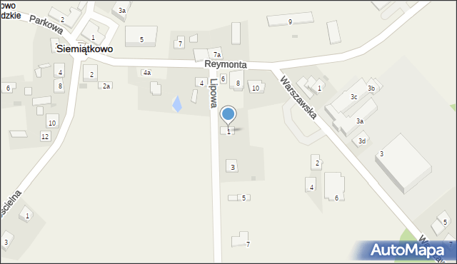Siemiątkowo, Lipowa, 1, mapa Siemiątkowo