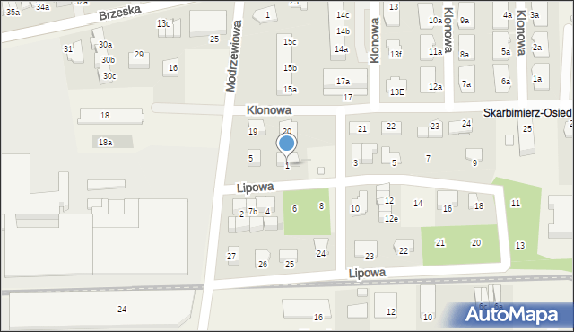 Skarbimierz-Osiedle, Lipowa, 1, mapa Skarbimierz-Osiedle