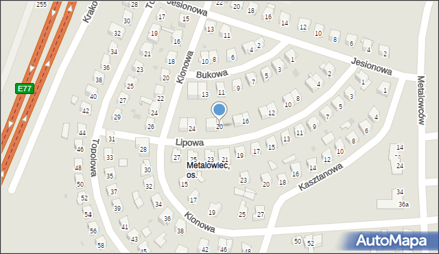 Skarżysko-Kamienna, Lipowa, 20, mapa Skarżysko-Kamienna