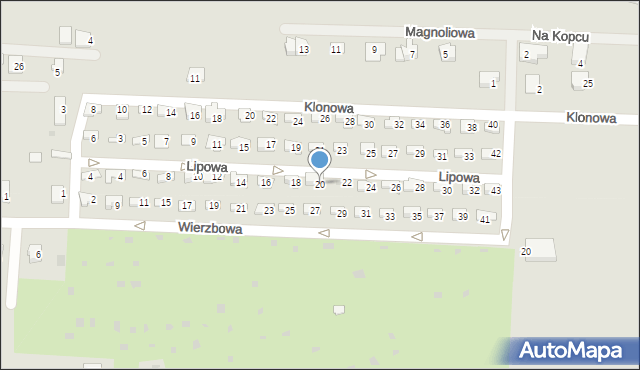 Skoczów, Lipowa, 20, mapa Skoczów