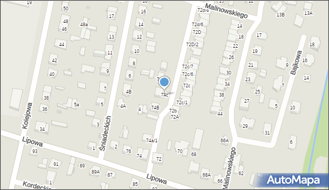 Sokołów Podlaski, Lipowa, 74c, mapa Sokołów Podlaski