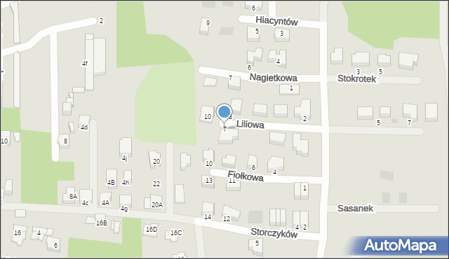 Sosnowiec, Liliowa, 7, mapa Sosnowca