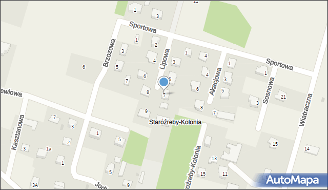 Staroźreby, Lipowa, 7, mapa Staroźreby