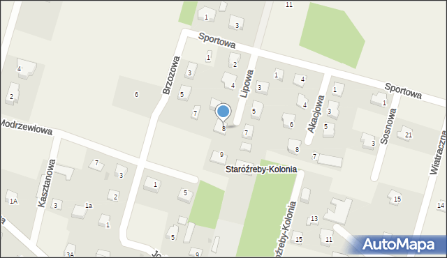 Staroźreby, Lipowa, 8, mapa Staroźreby