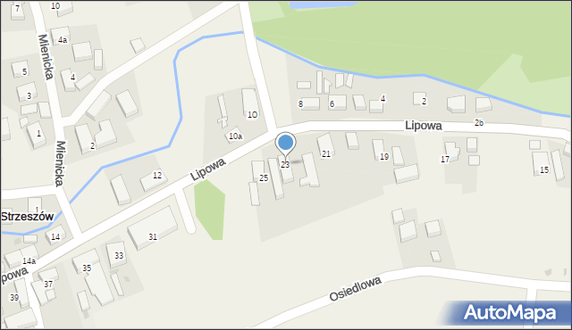 Strzeszów, Lipowa, 23, mapa Strzeszów