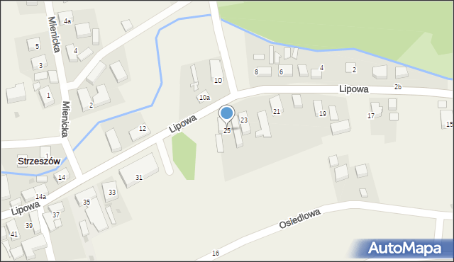 Strzeszów, Lipowa, 25, mapa Strzeszów