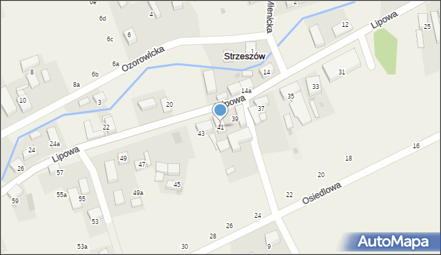 Strzeszów, Lipowa, 41, mapa Strzeszów