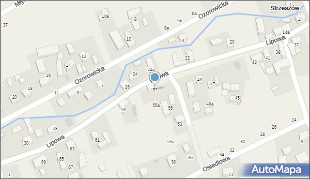 Strzeszów, Lipowa, 57, mapa Strzeszów