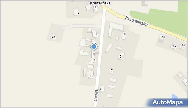 Sucha Koszalińska, Lipowa, 8, mapa Sucha Koszalińska