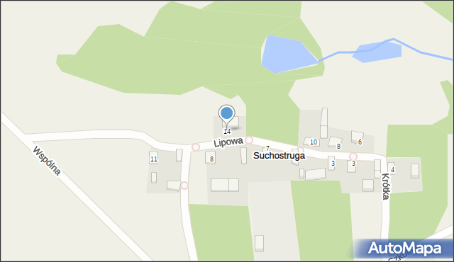 Suchostruga, Lipowa, 14, mapa Suchostruga