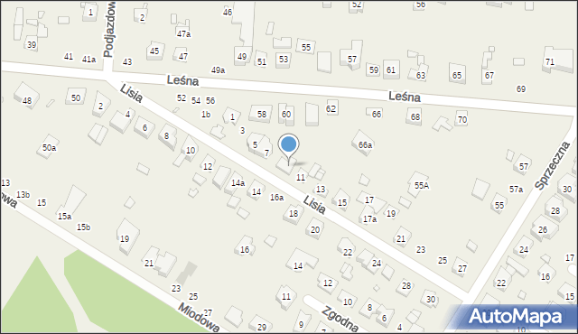 Suchy Las, Lisia, 9, mapa Suchy Las