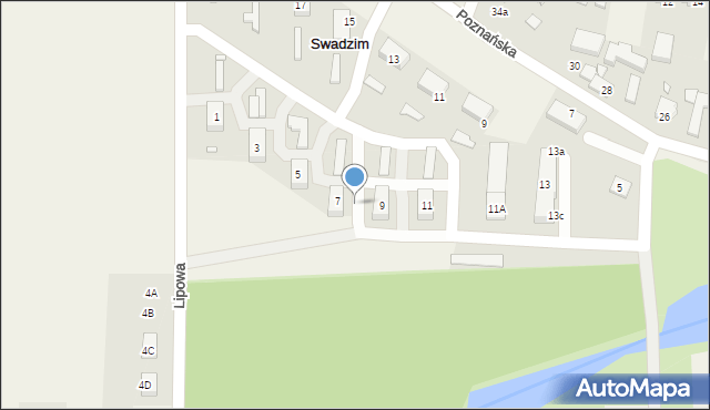 Swadzim, Lipowa, 7, mapa Swadzim