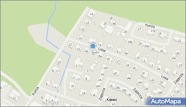 Szczecin, Lisia, 15, mapa Szczecina