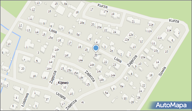 Szczecin, Lisia, 20, mapa Szczecina