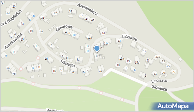 Szczecin, Liściasta, 11, mapa Szczecina