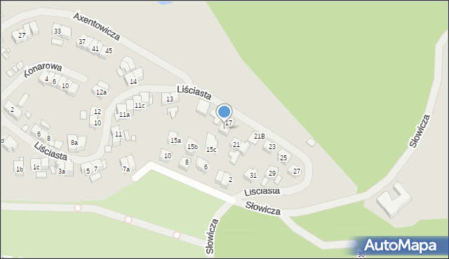 Szczecin, Liściasta, 19, mapa Szczecina