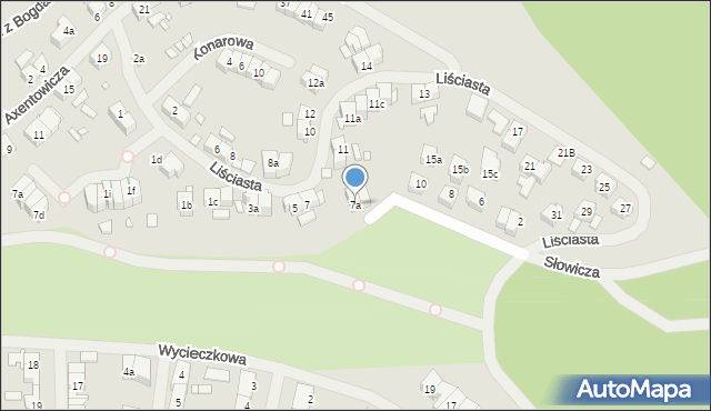 Szczecin, Liściasta, 7a, mapa Szczecina