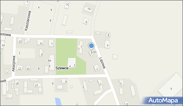 Szewce, Lipowa, 3, mapa Szewce