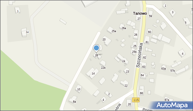 Tanowo, Lipowa, 16, mapa Tanowo