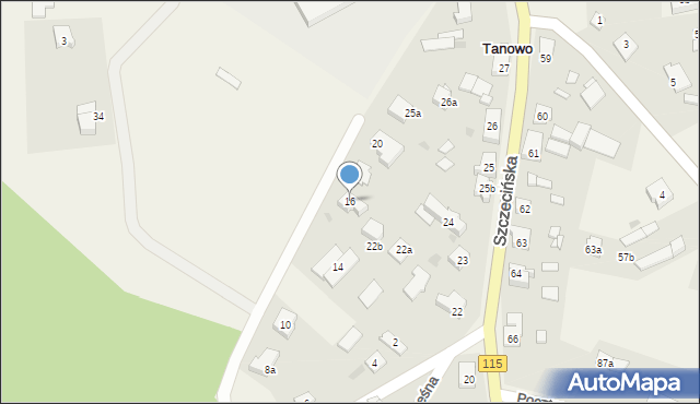 Tanowo, Lipowa, 16, mapa Tanowo