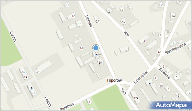 Toporów, Lipowa, 15, mapa Toporów