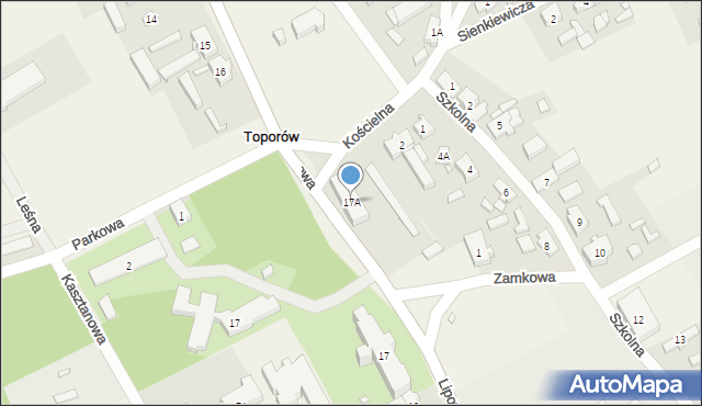 Toporów, Lipowa, 17A, mapa Toporów