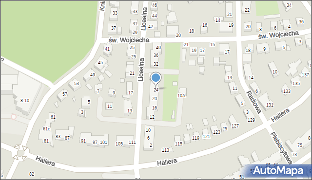 Toruń, Licealna, 24, mapa Torunia