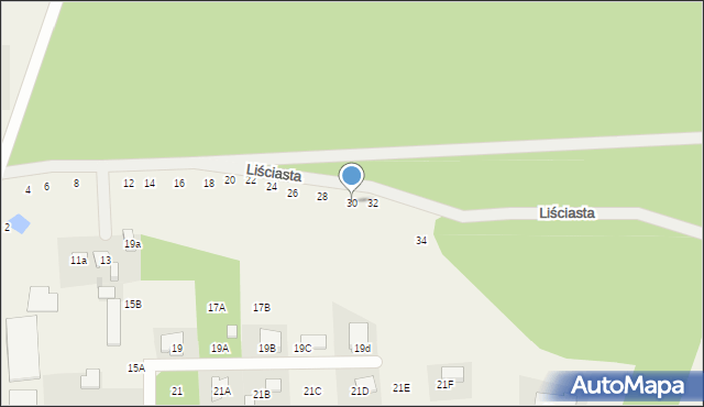 Trzciany, Liściasta, 30, mapa Trzciany