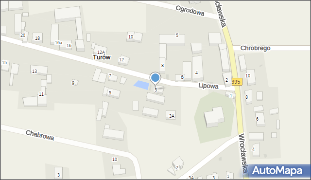 Turów, Lipowa, 3, mapa Turów