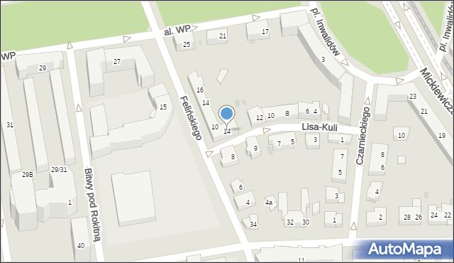 Warszawa, Lisa-Kuli Leopolda, płk., 14, mapa Warszawy
