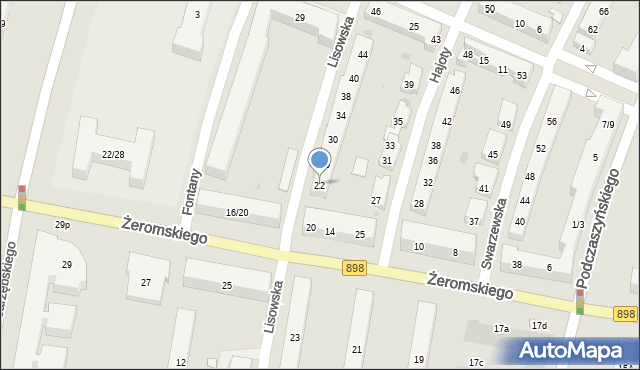 Warszawa, Lisowska, 22, mapa Warszawy