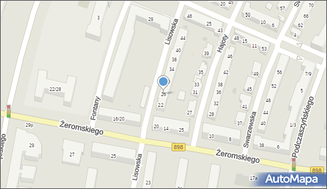 Warszawa, Lisowska, 26, mapa Warszawy