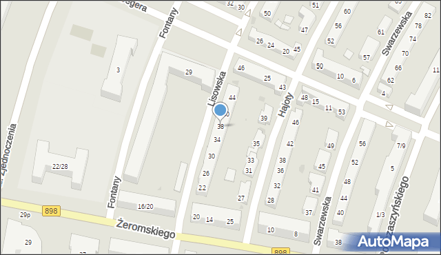 Warszawa, Lisowska, 38, mapa Warszawy