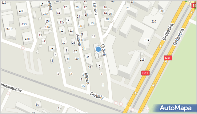 Warszawa, Lirowa, 7, mapa Warszawy