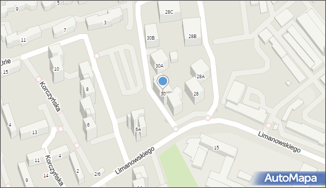 Warszawa, Limanowskiego Bolesława, 30, mapa Warszawy