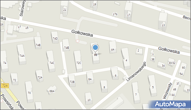 Warszawa, Limanowskiego Bolesława, 8B, mapa Warszawy